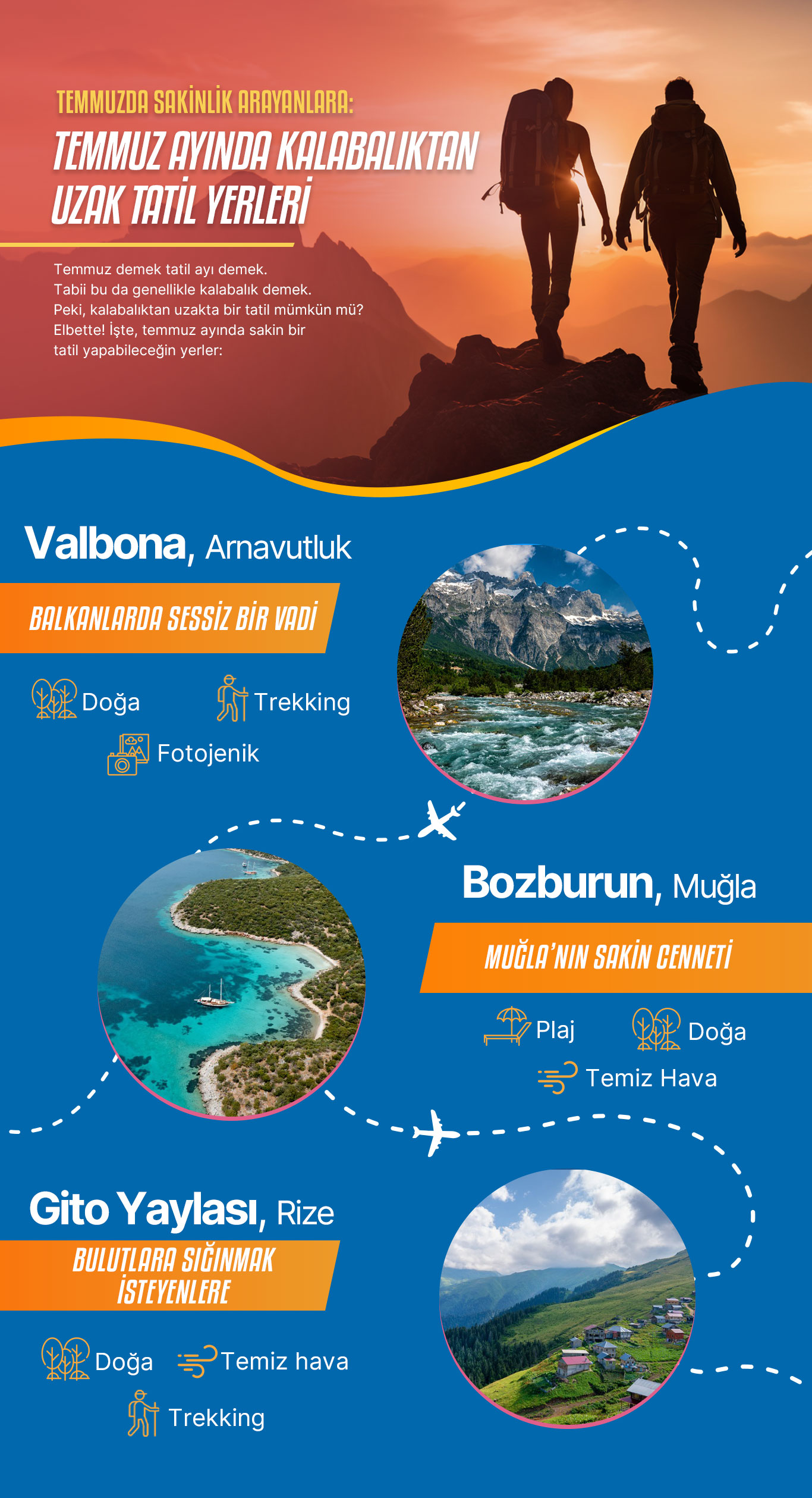 Temmuzda sakinlik arayanlara özel duraklar