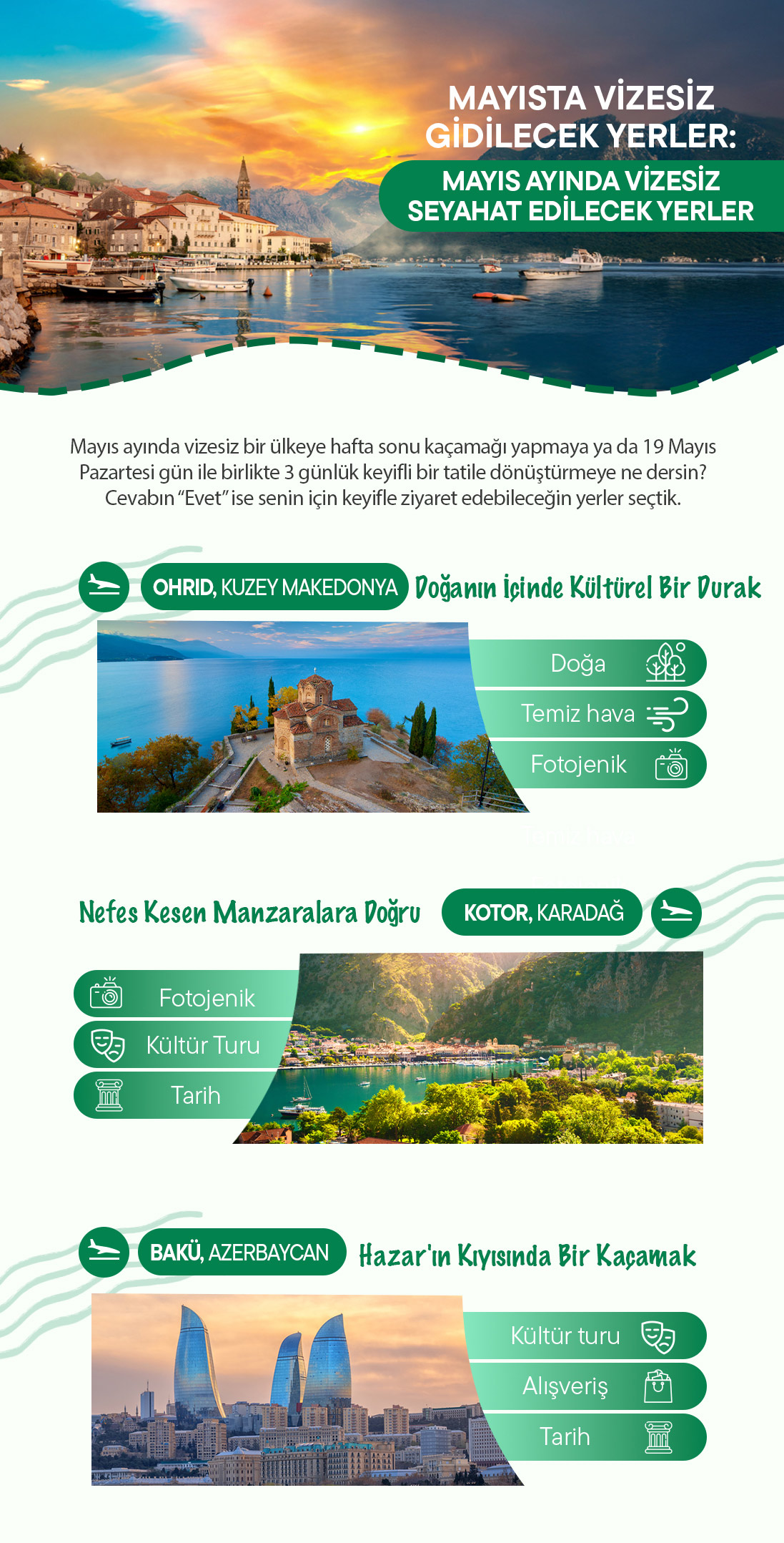 Mayıs ayında vizesiz gezilecek yerler